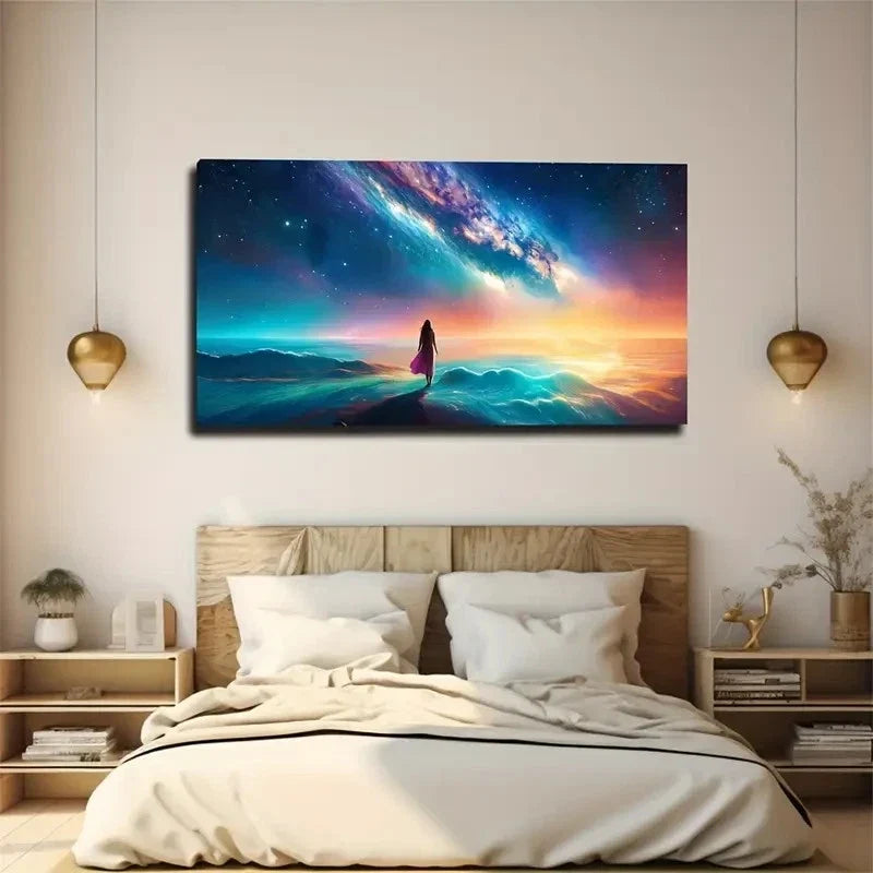 Reaching Artistic Conception Wall Art Canvas Office Home Room Framed 80x45cm