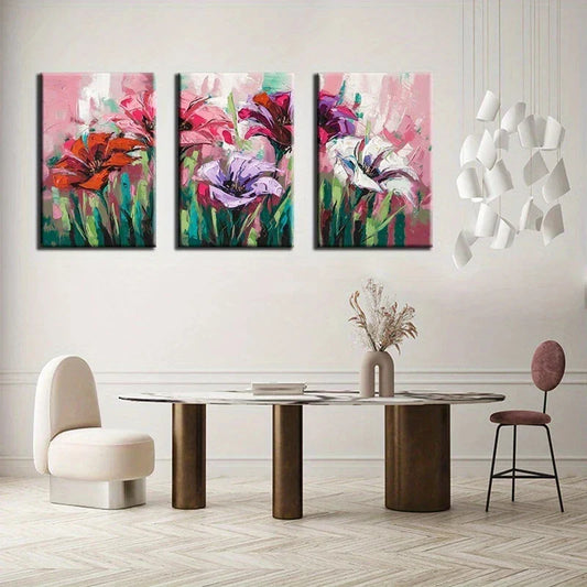 3pcs Flowers Space Theme Decoration Metal Print Ready to Hang Art