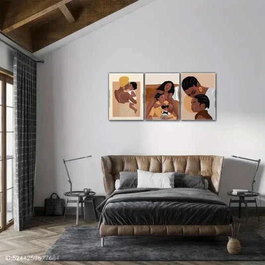 3pcs Artistic Accent African American Bohemian Metal Print Ready to Hang Art