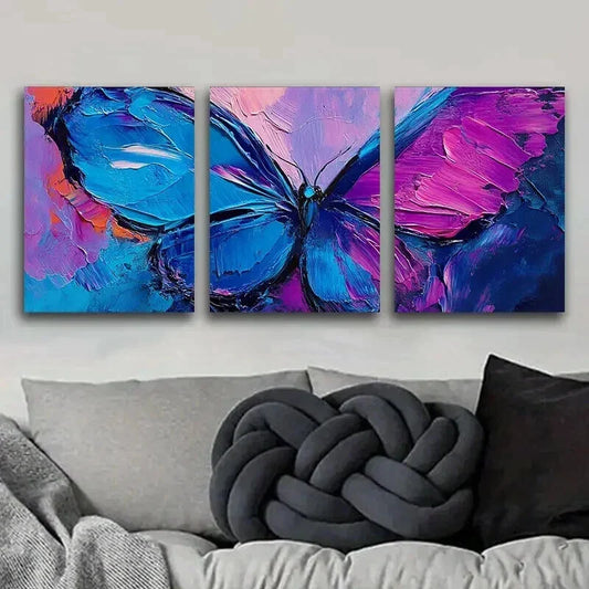 3pcs Abstract Butterfly Colorful Perfect Wall Art Set Canvas Framed 40x60cm - High Quality Print 100% Australian Made Wall Canvas Ready to Hang