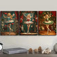 3pcs Wooden doll Art Painting Metal Print Ready to Hang Art