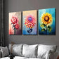 3pcs Cubism Pink Rose Abstract Dahlia Sunflower Wall Art Set Canvas Framed 40x60cm - High Quality Print 100% Australian Made Wall Canvas Ready to Hang