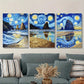 3pcs starry sky landscape Van Gogh style painting  Metal Print Ready to Hang Art