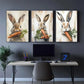 3pcs Cute Bunny and Carrot Vintage Animal Art Metal Print Ready to Hang Art