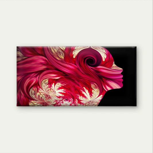Feminine Silhouette with Floral Hair Wall Art Canvas Office Home Framed 80x45cm