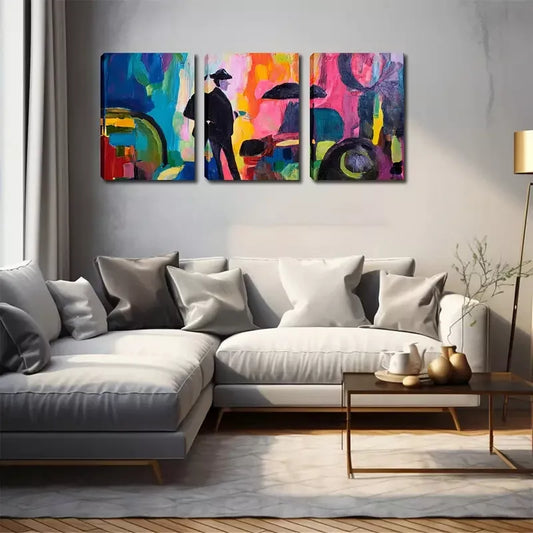 3pcs Vibrant Abstract Men’s Wall Art Set Canvas Framed 40x60cm - High Quality Print 100% Australian Made Wall Canvas Ready to Hang