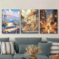 3pcs City Scenery in Animation, Metal Print Ready to Hang Art