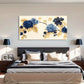 Blue Floral Leaves Luxury Wall Art Canvas Office Home Room Framed 120x60cm