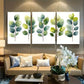 3pcs Watercolor Green Leaves Minimalist Botanical Metal Print Ready to Hang Art