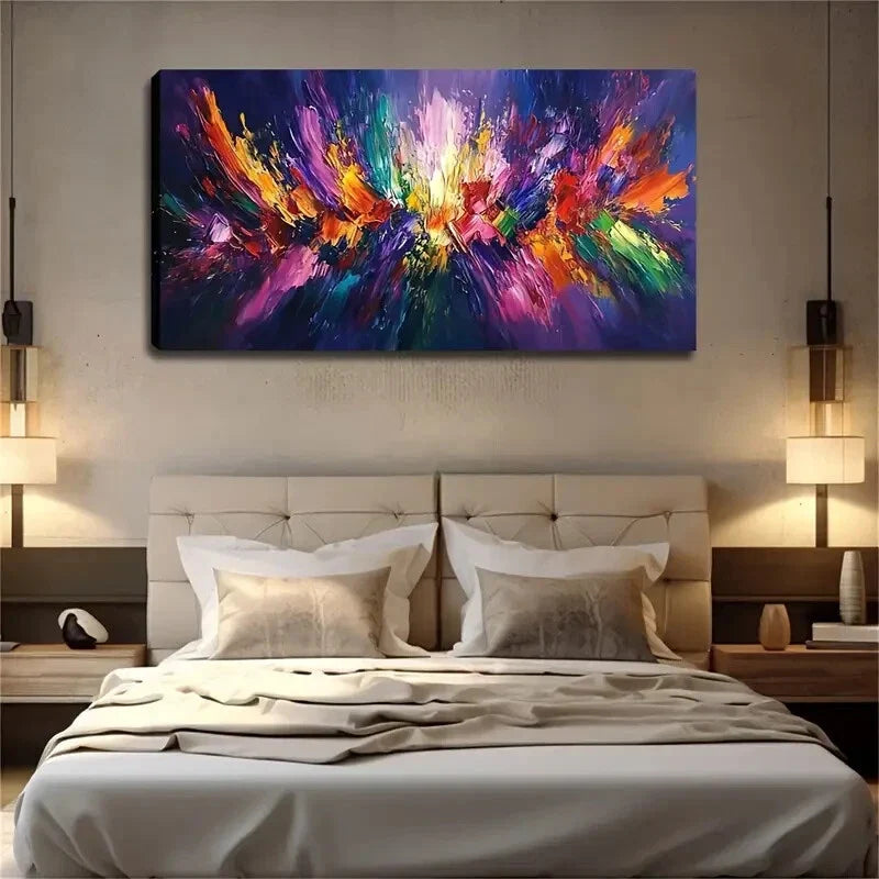 Vibrant Colorful Brushstrokes Wall Art Canvas Office Home Room Framed 120x60cm