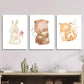 3pcs - Adorable Watercolor Animal Illustrations Metal Print Ready to Hang Art