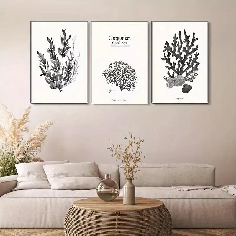 3pcs Marine Botany Wall Art Canvas Wall Art Set Canvas Framed 40x60cm - High Quality Print 100% Australian Made Wall Canvas Ready to Hang