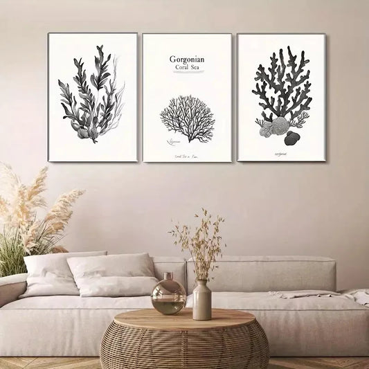3pcs Marine Botany Wall Art Canvas Wall Art Set Canvas Framed 40x60cm - High Quality Print 100% Australian Made Wall Canvas Ready to Hang