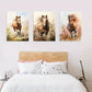 3pcs Watercolor Horse Vibrant Animal Paintings Metal Print Ready to Hang Art