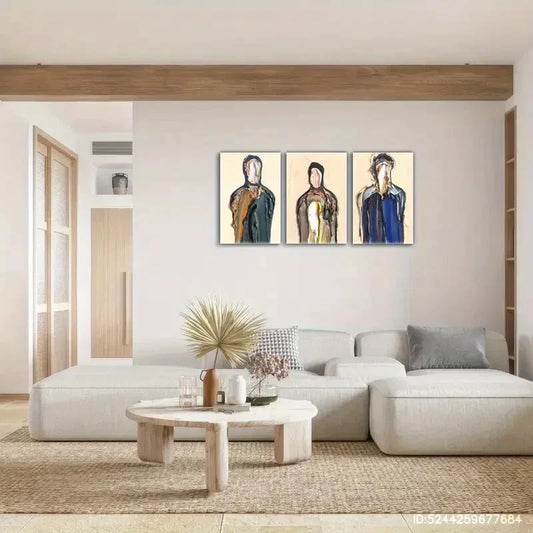 3pcs Surreal Male Portrait Art Modern Art Style Metal Print Ready to Hang Art