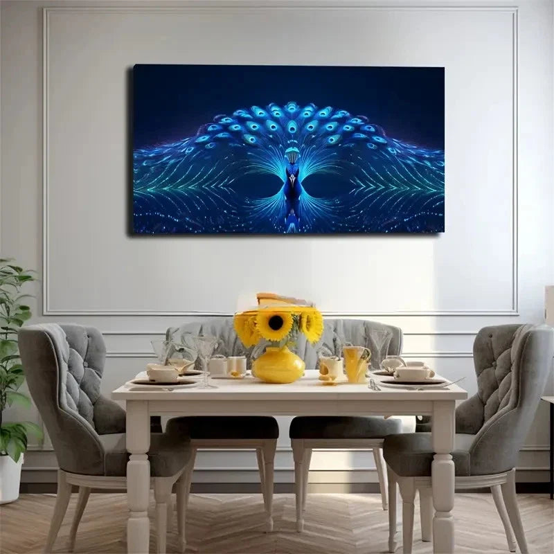 Displaying Vibrant Blue Color Wall Art Canvas Office Home Room Framed 120x60cm