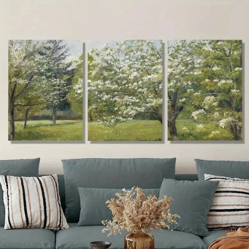 3pcs  Spring Apple Blossom Painting,Metal Print Ready to Hang Art