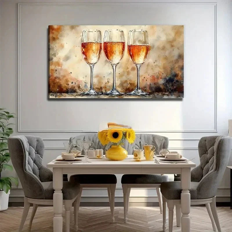 Glasses Of Champagne Wall Art Canvas Office Home Room Framed 80x45cm