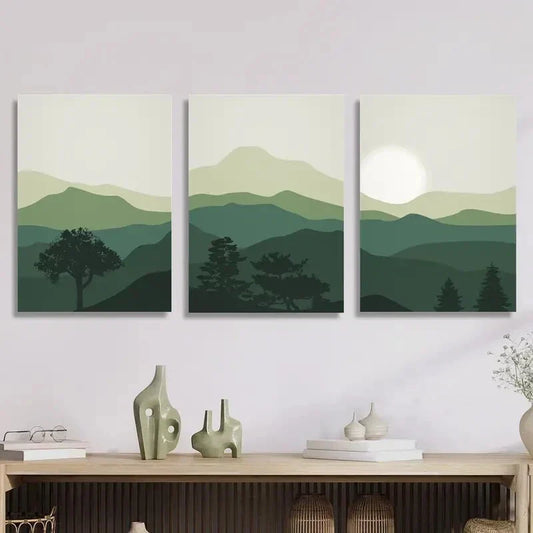 3pcs abstract blue landscape Metal Print Ready to Hang Art