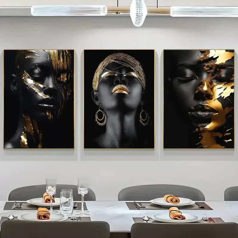 3pcs Modern Abstract Women Stylish & Artistic Metal Print Ready to Hang Art