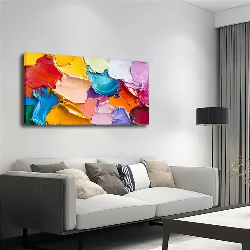 Vibrant Multicolor Interweaving Wall Art Canvas Office Home Room Framed 120x60cm