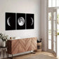 3pcs Full and Half Moon Black & White Canvas Framed 40x60cm - High Quality Print 100% Australian Made Wall Canvas Ready to Hang
