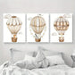 3pcs Hot Air Balloon Animal Adventure Metal Print Ready to Hang Art
