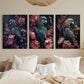 3pcs Vibrant Scarlet Macaw & Blue Parrot Metal Print Ready to Hang Art