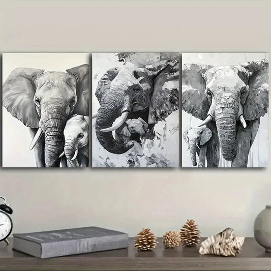 3pcs Majestic elephant Design Metal Print Ready to Hang Art