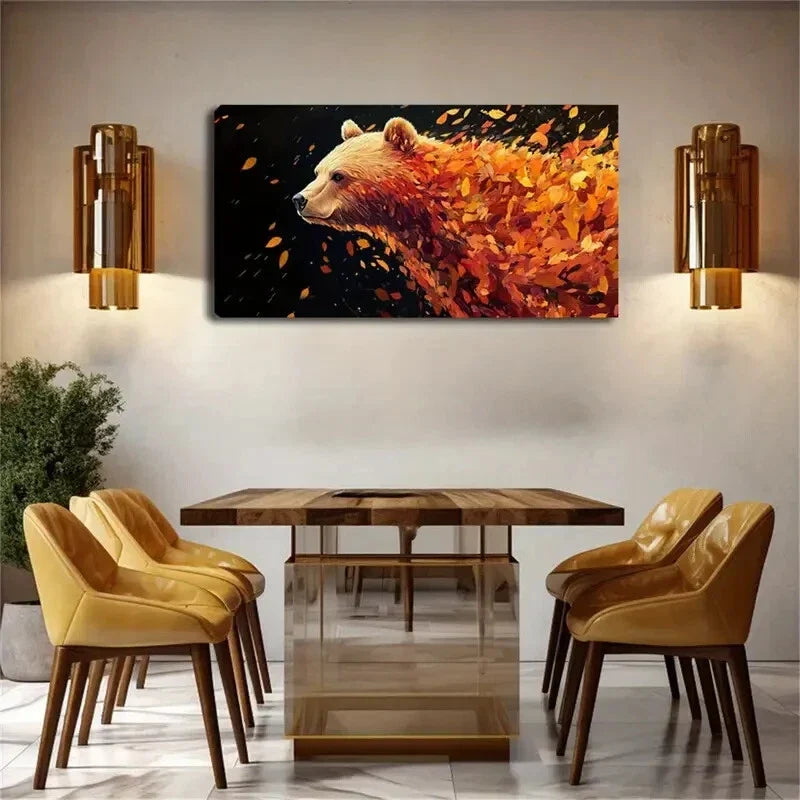 The Image Of A Bear Blends Wall Art Canvas Office Home Room Framed 120x60cm