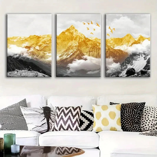 3pcs Rizhao Jinshan Poster, Metal Print Ready to Hang Art