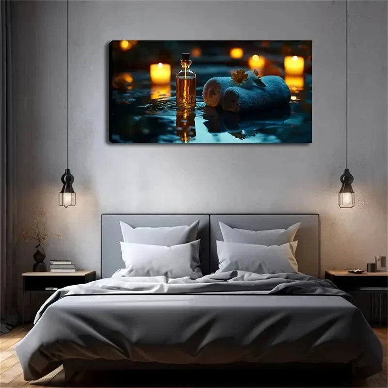 Realistic Yellow Perfume Candle Wall Art Canvas Office Home Room Framed 80x45cm