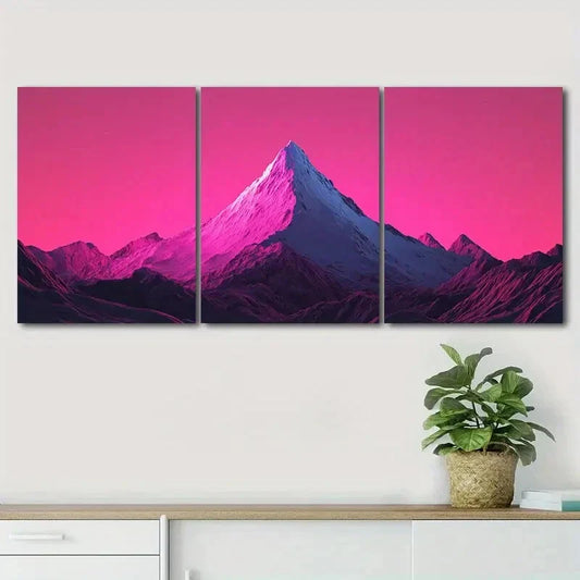 3pcs Vibrant Snow Mountain Colorful Perfect Wall Art Set Canvas Framed 40x60cm - High Quality Print 100% Australian Made Wall Canvas Ready to Hang