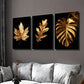 3pcs Classic Golden Leaves Decoration Wall Art Set Canvas Framed 40x60cm - High Quality Print 100% Australian Made Wall Canvas Ready to Hang