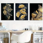 3pcs   Black & Golden Leaf Designs,  Metal Print Ready to Hang Art