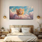 Cute Ginger Kitten On Pastel Wall Art Canvas Office Home Room Framed 80x45cm