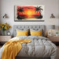 Vibrant Sunset With Palm Trees Wall Art Canvas Office Home Room Framed 120x60cm