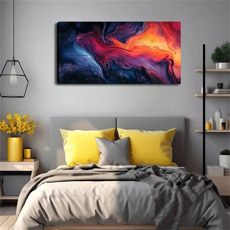 Fusion Fluids Colorful Décor Wall Art Canvas Office Home Room Framed 120x60cm