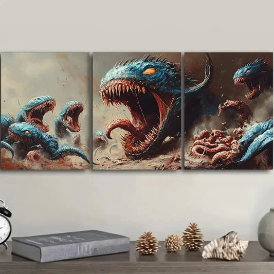 3pcs Featuring Tentacles, Paintings Metal Print Ready to Hang Art