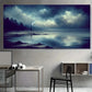 Serene Lake Forest Night Sky Wall Art Canvas Office Home Room Framed 80x45cm