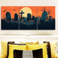 3pcs  Eerie Graveyard Scene with Bats & Full Moon  Metal Print Ready to Hang Art