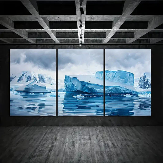 3pcs Antarctica Iceberg Modern Metal Print Ready to Hang Art