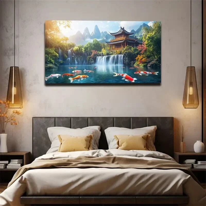 Blooming Trees Mountains Wall Art Canvas Office Home Room Framed 120x60cm