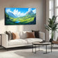 Serene Green Valley & River Wall Art canvas office home room framed 120x60cm