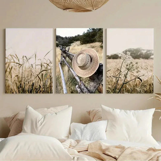 3pcs Rustic Country Landscape Farmhouse Metal Print Ready to Hang Art