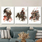 3pcs Samurai Watercolor , Fully Armed Warrior Metal Print Ready to Hang Art