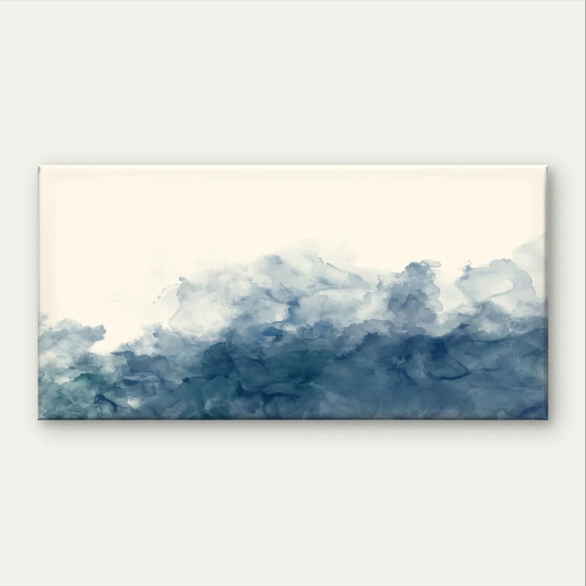 Indigo Blue Watercolour Ink Wash Wall Art Canvas Office Home Framed 120x60cm