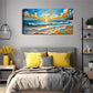 Turquoise Waves Sandy Shoreline Wall Art Canvas Office Home Room Framed 120x60cm