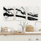 3pcs Black and White Splash Metal Print Ready to Hang Art