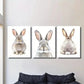 3pcs , bunny, rabbit animal nordic Metal Print Ready to Hang Art